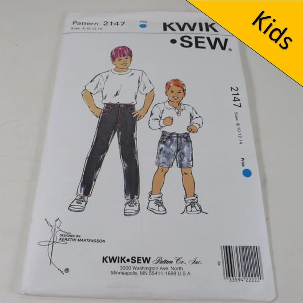 Kwik Sew 2147 Sewing Pattern UNCUT Child's Jeans, Pants, Shorts